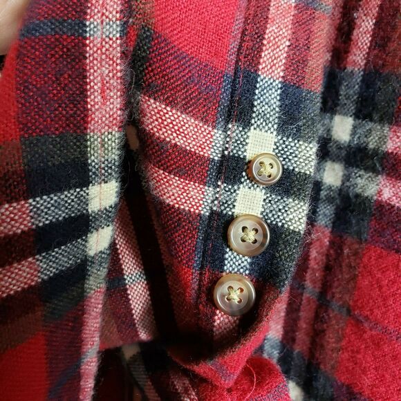 John Blair Men's Flannel Shirt Red Plaid Size XL Chest Pockets Button Down - Picture 7 of 9